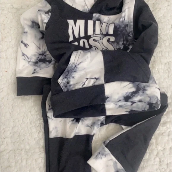 Baby Boy Outfit  Tie Dye Sweatshirt Mini Boss Long Sleeves Sweatshirt Set 12m - Picture 4 of 10